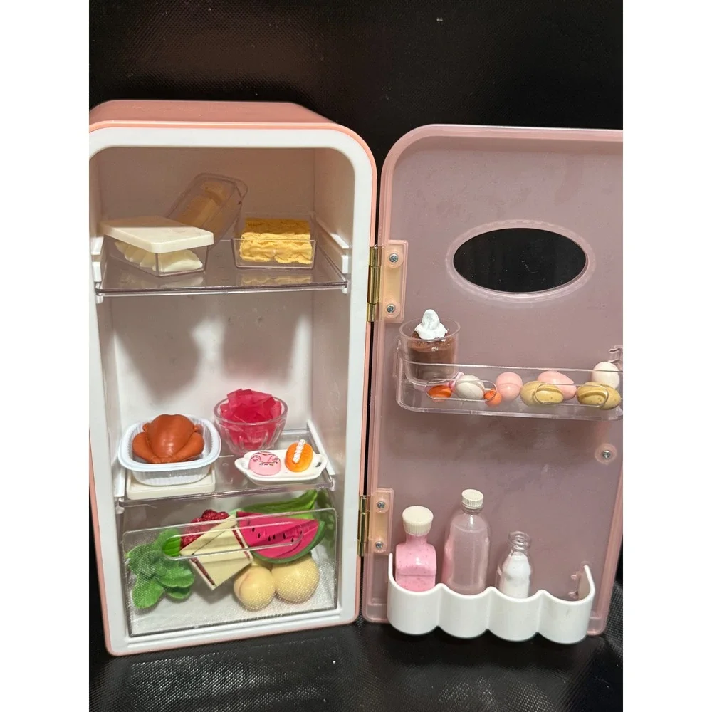Our Generation Pink Doll Refrigerator with Food Accessories Retro StyleH18000-01